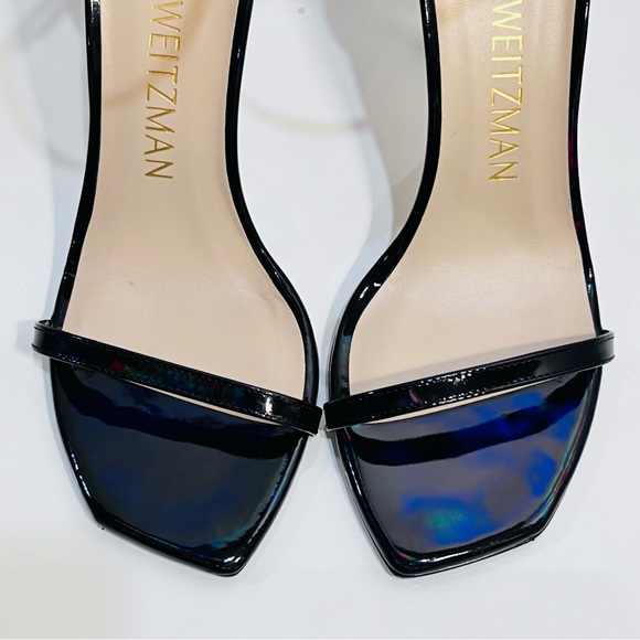 Stuart Weitzman Stiletto Patent Leather High Heel Sandals/ black metallic/size 8 - Picture 4 of 14